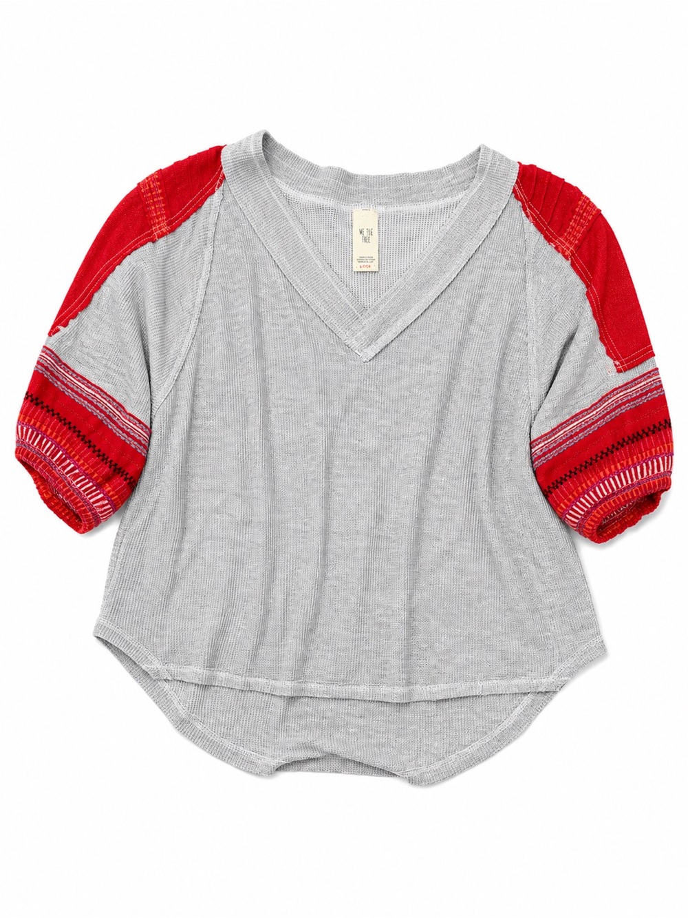Free people Light Gray Knit V-Neck Top